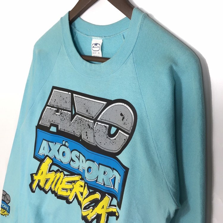 Very Rare Vintage 80's AXO Sport America Sweatshirt AXOSPORT Sweatshirt