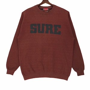 Vintage 90s Sure Skate Co Crewneck Sweatshirt Spellout Pullover Large Size Vintage shirt.