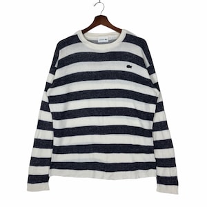 Vintage Lacoste Striped Sweater Jumper Pullover Small Logo Lacoste Crewneck