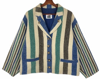 RARE!! 90’s Issey Sport Jacket Issey Sport Multicolored Stripe Jacket Tsumori Chisato Issey Miyake Jacket Wool