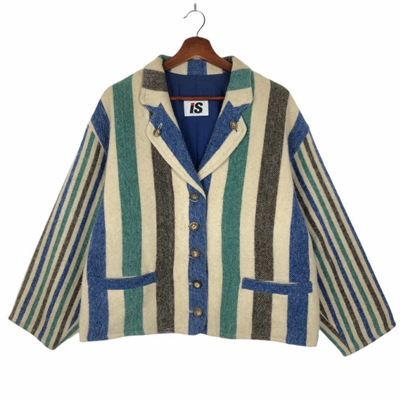 Vintage Issey Sport Wool Jacket: 90s Multicolored Stripe - Etsy