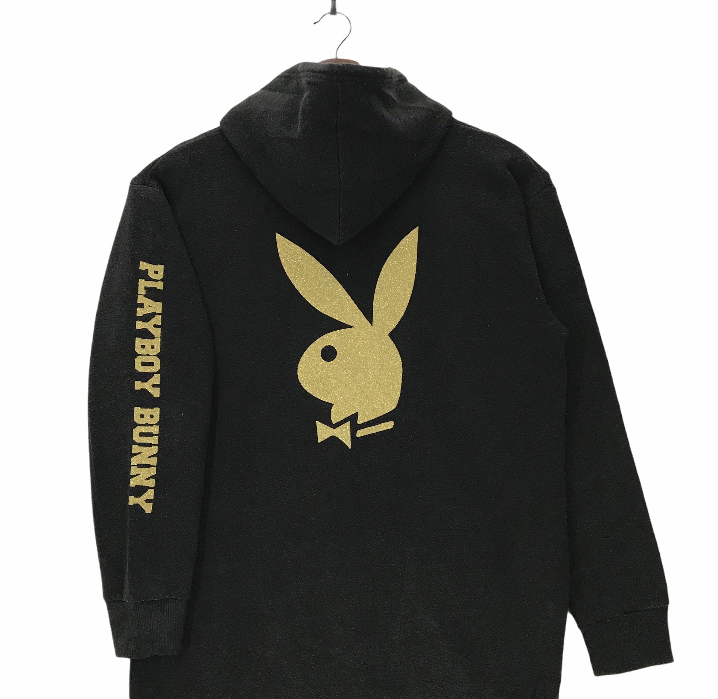 Vintage Playboy Hoodie Big Logo Printed Front Back Pullover Jumper Medium Size Vintage Hoodie