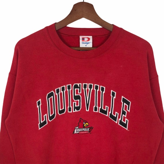 Vtg 90s Louisville Cardinals Big Logo Graphic Crewneck Sweatshirt size M Red