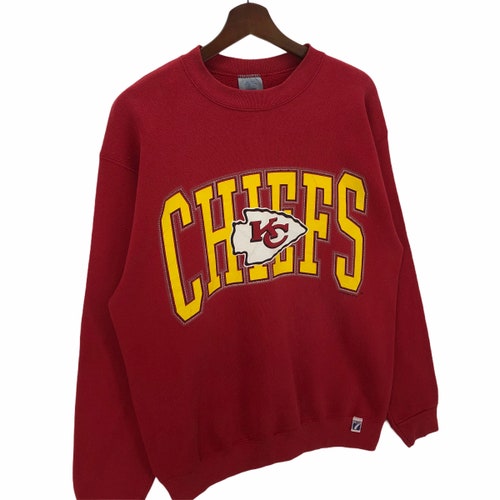 Vintage 90’s Kansas City Chiefs Sweatshirt Crewneck Big Logo Kansas City Chiefs By Logo 7 Pullover Jumper shops NFL AFC Kansas City