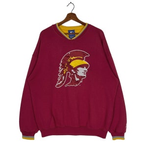 Vintage 90s University Southern California Sweatshirt | Vintage USC Trojans Football Sweatshirt Crewneck Size XLarge Color Maroon