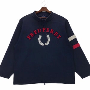 Vintage 90s Fred Perry Sweatshirt: Embroidered Logo, Large Size
