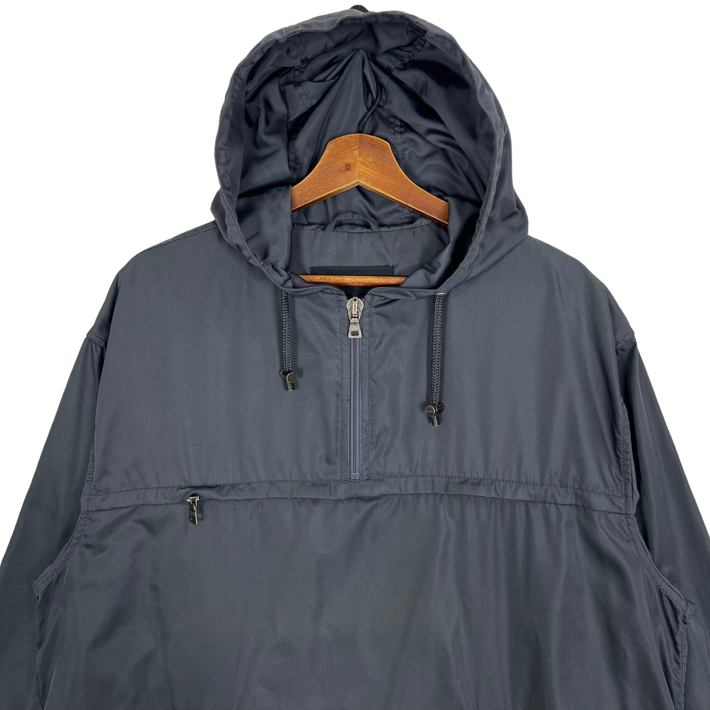 Vintage 90s Prada Anorak Jacket Black Color Made in Italy Size