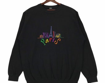 ヴィンテージ90年代パリ刺繍クルーネック スウェットシャツ - Lサイズ