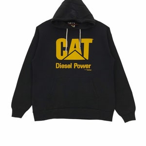 Vintage 90s Caterpillar Inc Hoodie Sweatshirt Spellout CAT Diesel