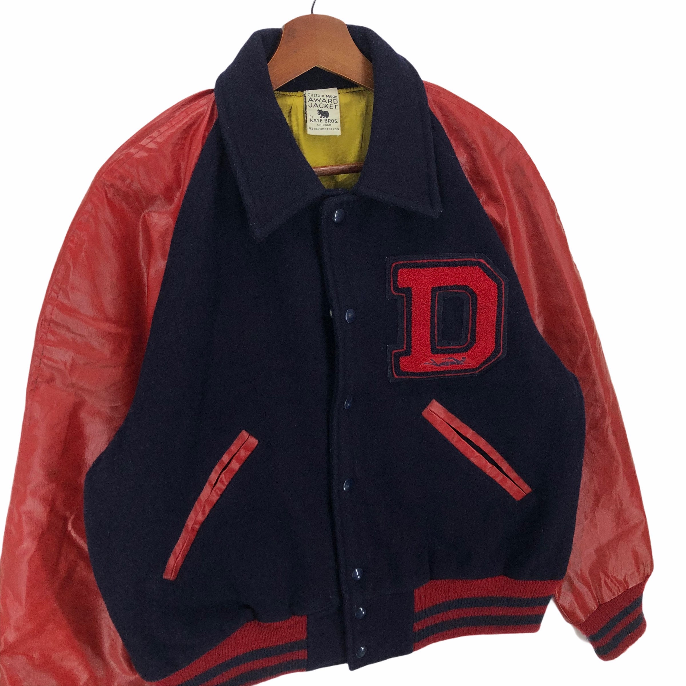 Vintage Kaye Bross Varsity Jacket: Big 'D' Logo, Size Medium