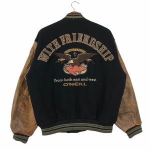 Vintage 90s Oneil Wool Varsity Jacket Sleeve Leather Size M