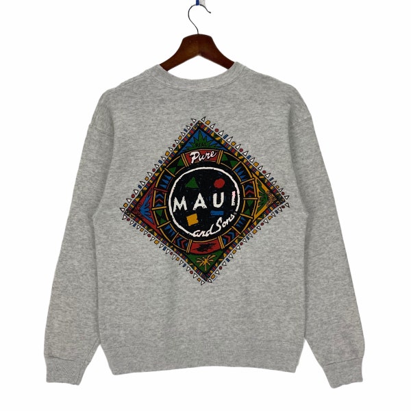 Vintage 80’s Maui & Sons Sweatshirt Crewneck Distressed Ripped Grunge Boho Hippie Maui And Sons Pullover Jumper