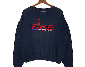 AB69 Vintage Paris France Sweatshirt Crewneck Size Medium
