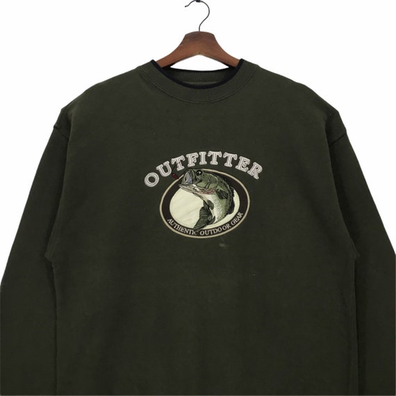 Sweat vintage pêche nature brodé XXL homme année 2000 croft