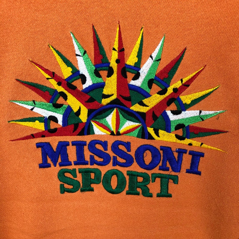 Vintage Missoni Sport Sweatshirt Crewneck Big Logo Multicolored Embroidery Missoni Pullover