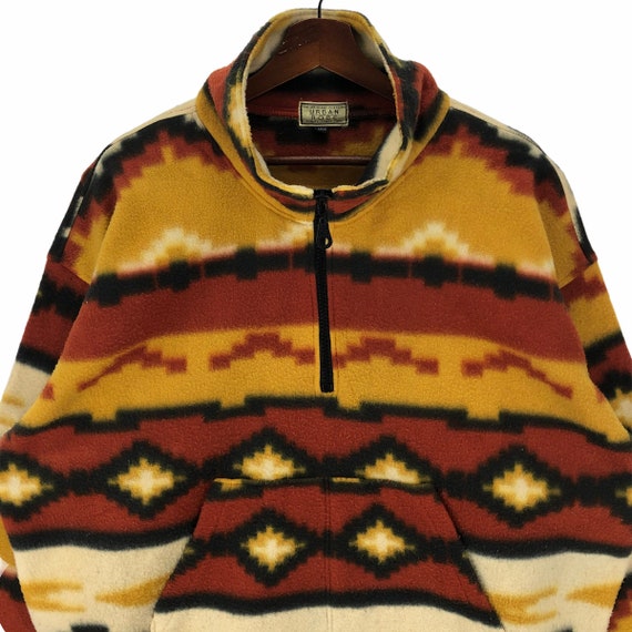 Vintage Aztec Fleece Jacket Multicolor Aztec Nava… - image 4