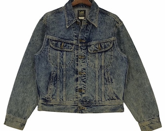 Vintage Lee Riders truckerjack spijkerjasje button stone wash medium maat
