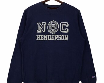 Vintage Champion North Carolina Henderson Sweatshirt - Navy Blue SpellOut