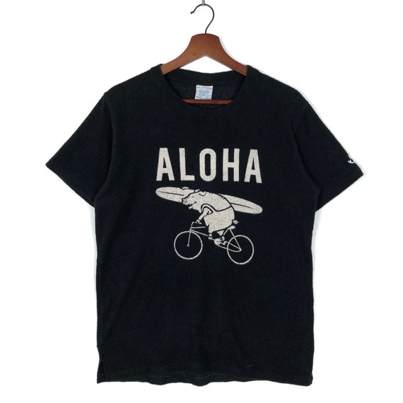 Vintage Aloha Surf Tee  Hogg Riding Bicycle Surf … - image 1