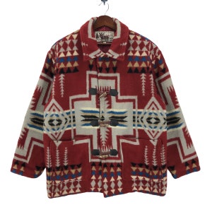 Vintage Coat South Western Tribal Tribe Jacket 90’s Allix Outfitters Sport Togs Jacket Native Tribe Aztec Design Acrylic Coat Jacket