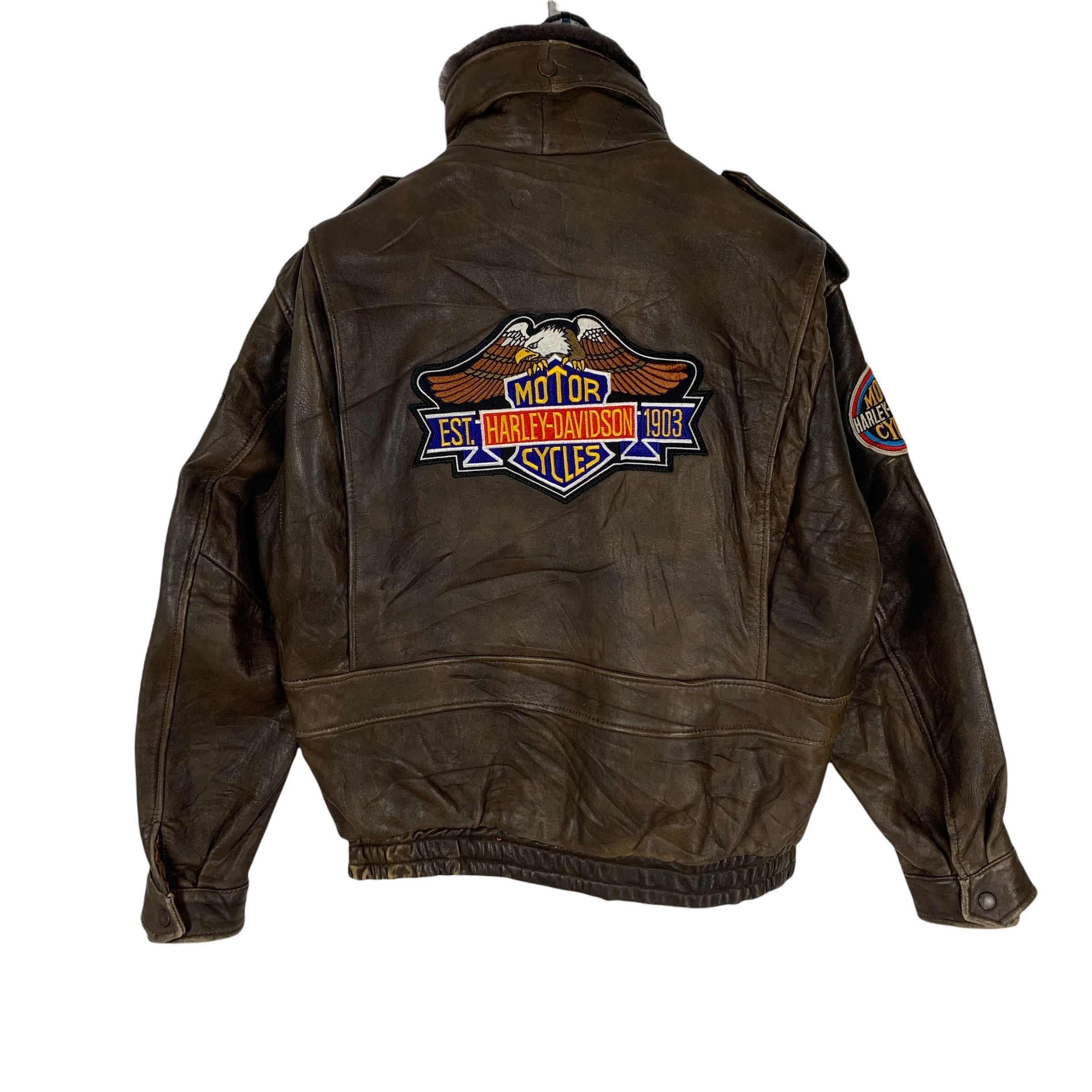 Vintage Leather Harley Davidson Bomber Jacket - Etsy Vintage Leather Harley Davidson Bomber Jacket - Etsy