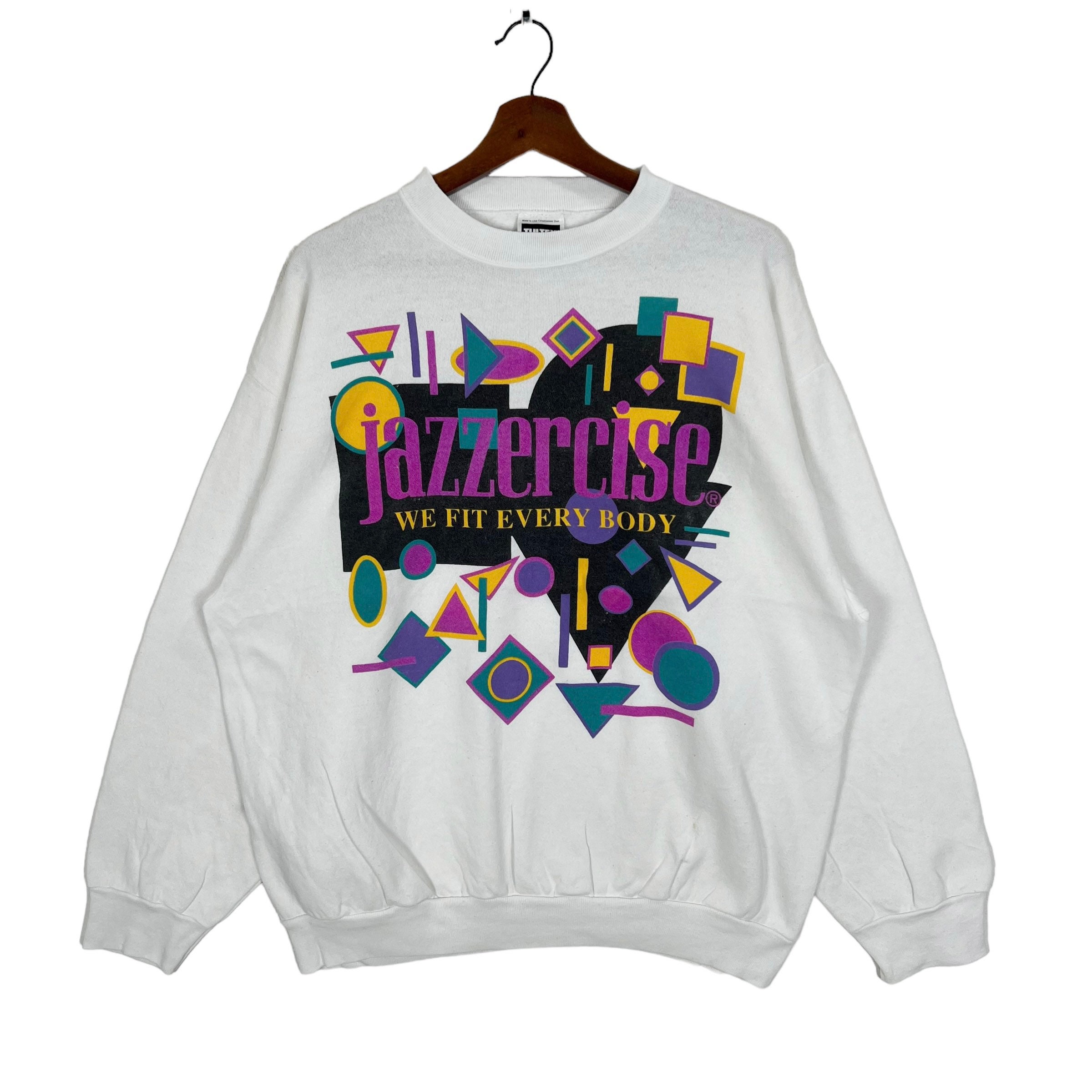 Vintage Jazzercise Sweatshirt Jazzercise Crewneck Jazzercise Sweater  Pullover Streetwear Style Sports White Colour Size X-large 