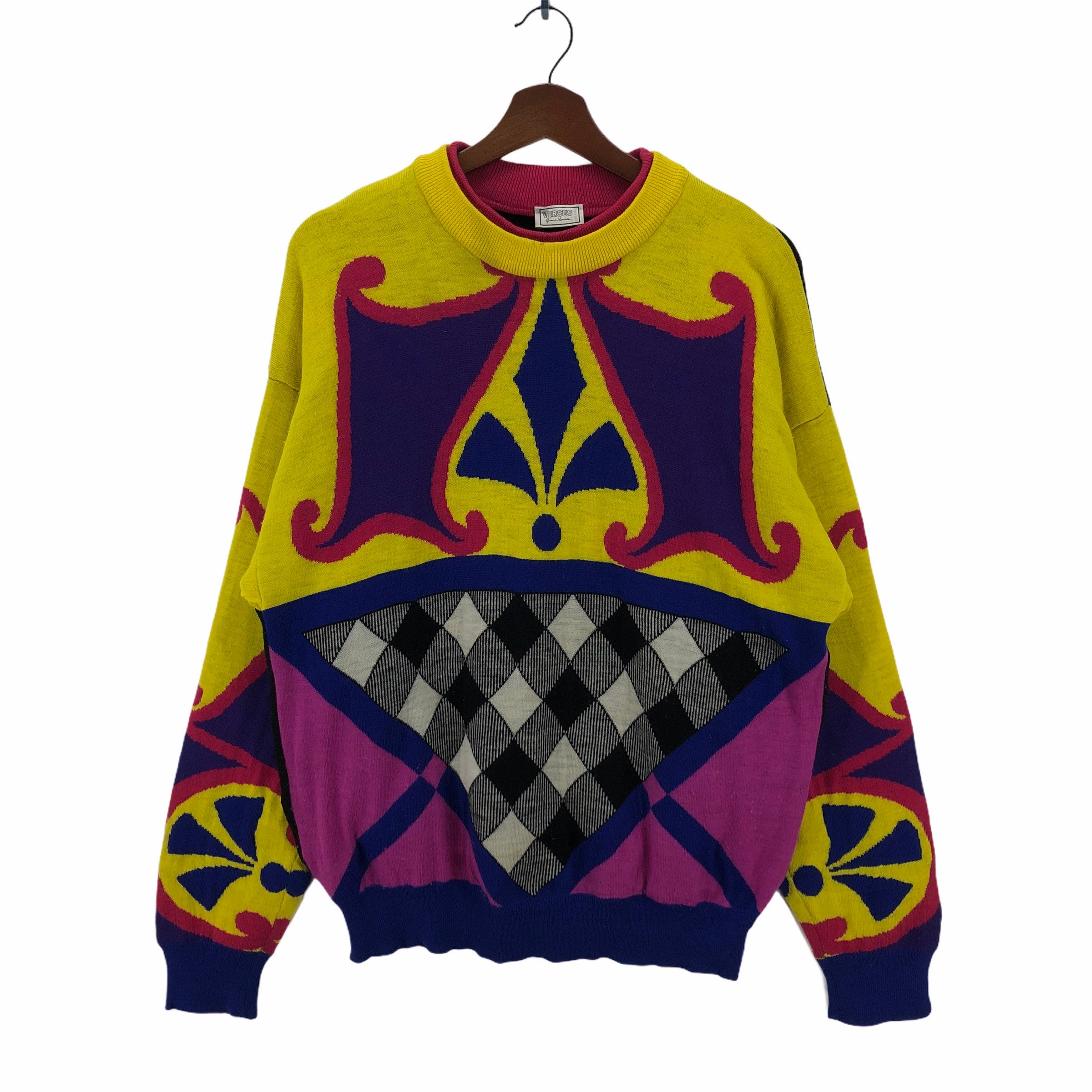 Stunning Vintage Versus Gianni Versace Sweater Multicolor Design