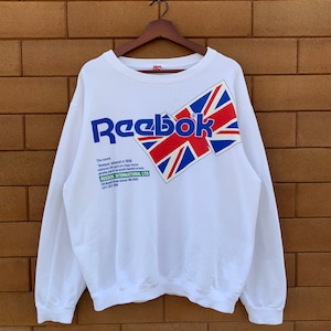 Sudadera Reebok vintage de los 90 con el logotipo de la Union Jack