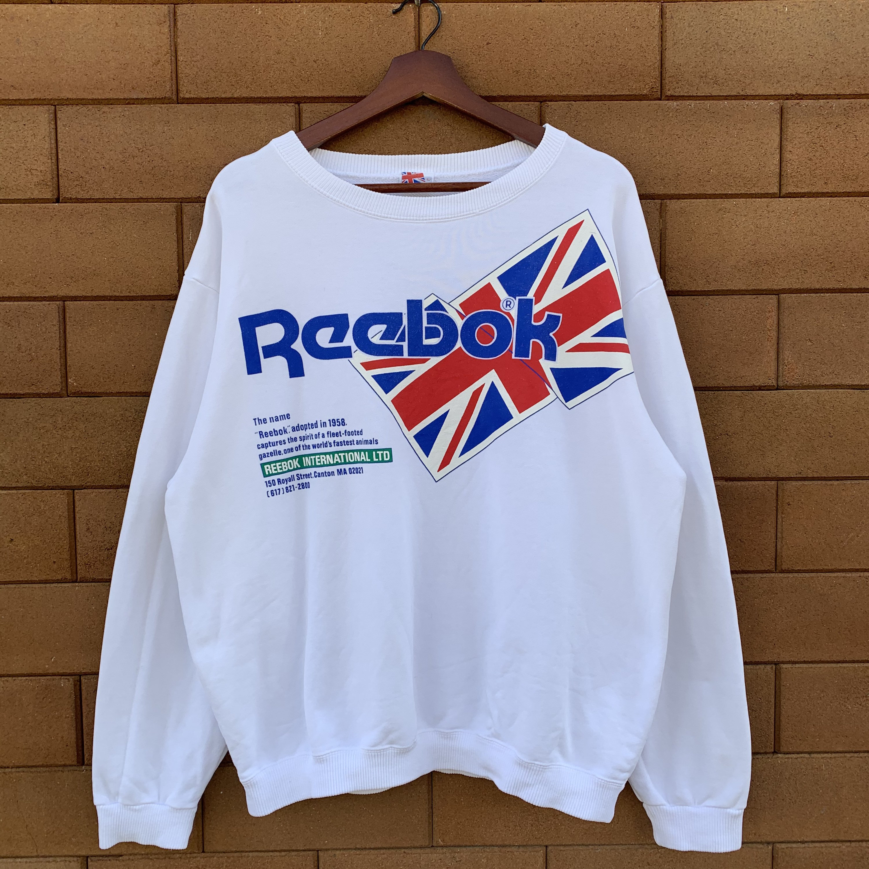 Vintage 90s Reebok Sweatshirt Crewneck Reebok Union Jack Flag Logo Reebok  International Sweatshirt 