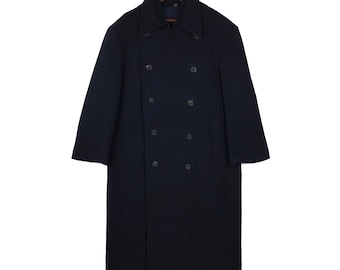 Y's ブラック ダブルブレストロングコート　ヨウジヤマモト Y's for men ヨウジヤマモト 黒 ミリタリーダブルロングコート