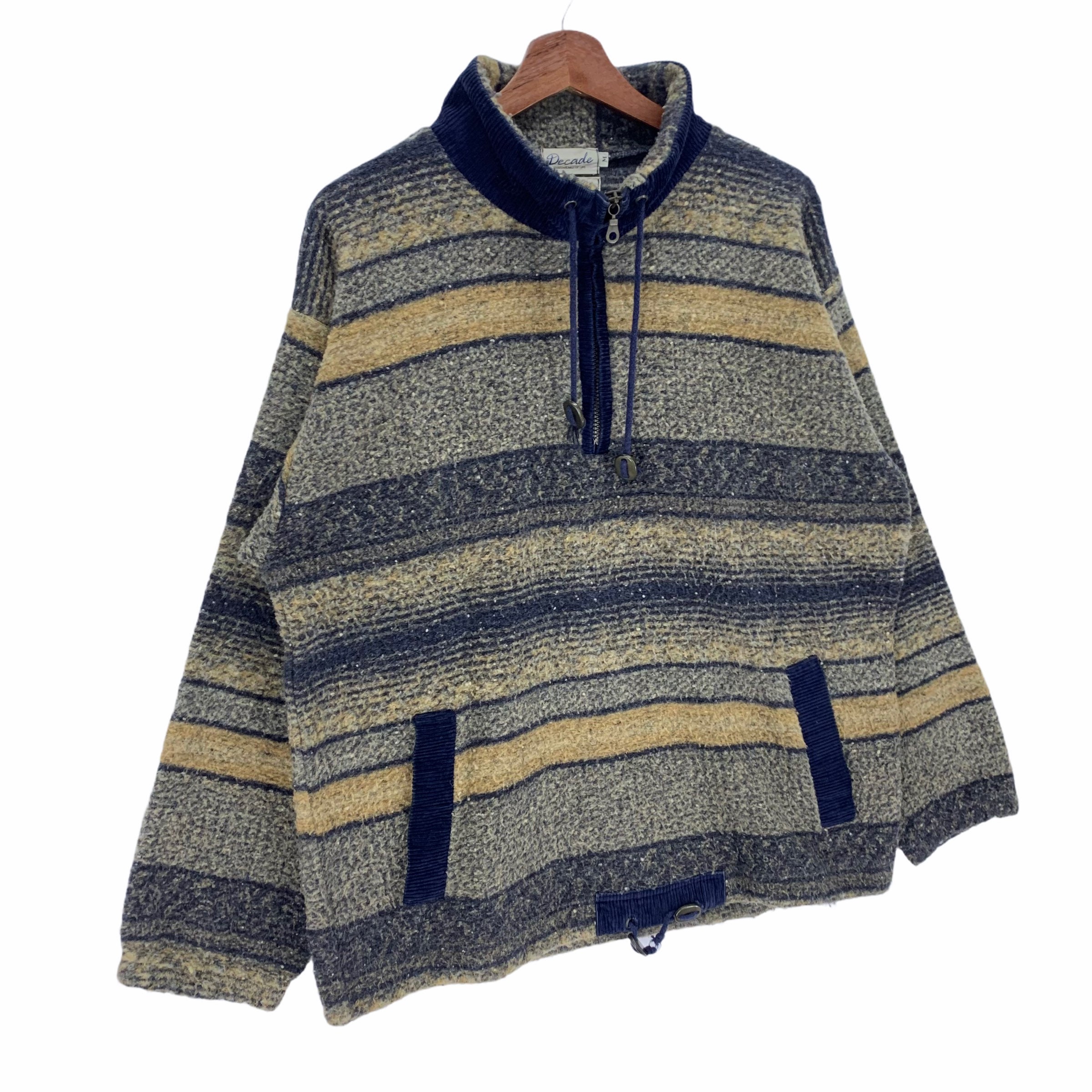 Vintage Wool Fleece Multicolored Stripe Fleece Sweatshirt Made - Etsy UK