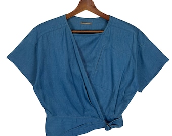 Kurtka kopertowa Issey Miyake Indigo z lat 80. w stylu vintage – rozmiar 9