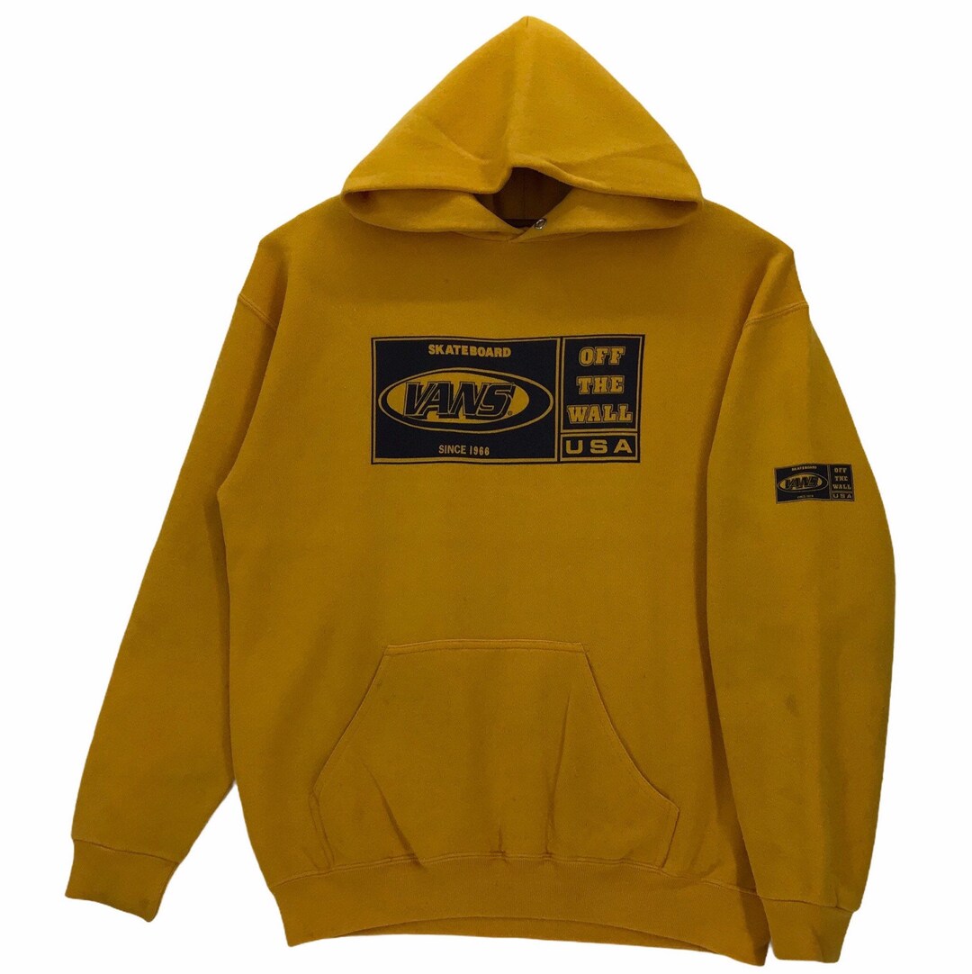 Vintage 90s Vans Skateboard Hoodie Sweatshirt Spellout Vans of the Wall