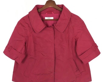 Jaqueta cropped vintage Prada em seda vermelha - Fabricada na Itália - Tamanho 42