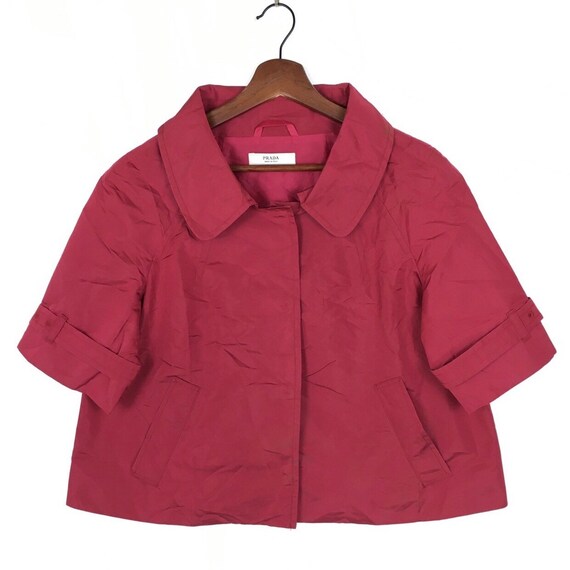 Sale!! Stunning Prada Red Silk Crop Jacket Short … - image 1