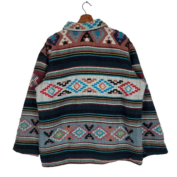 Vintage Native Aztec Tribal Tribe Wool Coat Jacket - image 5