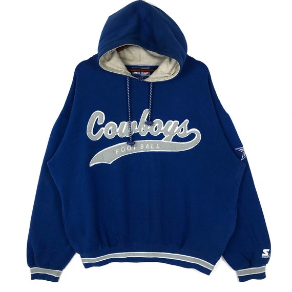 Vintage Starter Nfl Dallas Cowboys Hoodie Spellout Embroidery Cowboys Hoodie  Size Large 