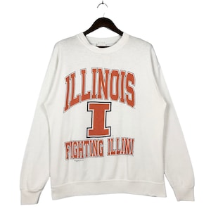 Vintage 90’s University Of Illinois Sweatshirt Fighting Illini Vintage Sweatshirt Big Logo Size Large