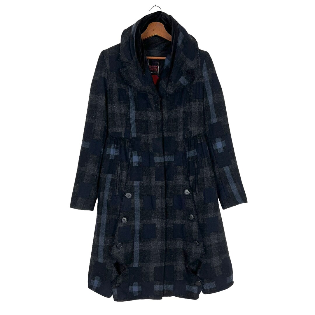 Manteau Redingote Gris à Carreaux (tartan) Marithé Et François Girbaud - Taille 36