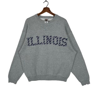 Vintage 90s Illinois Sweatshirt Big Logo University of Illinois Sweatshirt Size XLarge