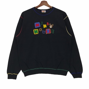 Vintage Miki House Crewneck Sweatshirt: Embroidered Multicolor Animation (Size Small)