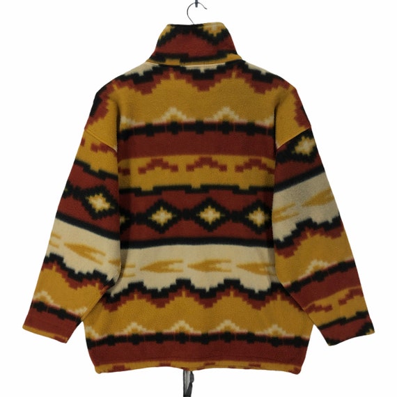 Vintage Aztec Fleece Jacket Multicolor Aztec Nava… - image 2