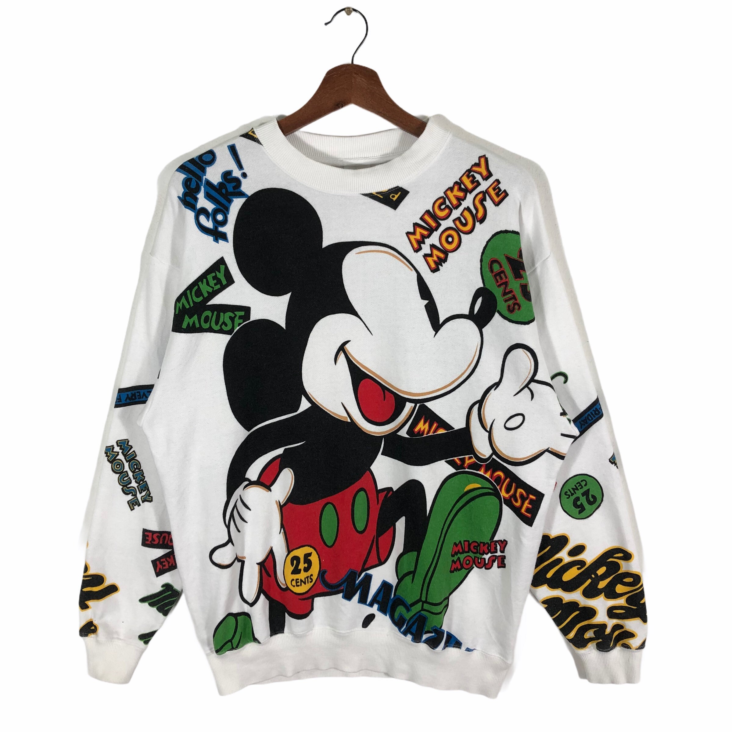 Vintage 90s Mickey Mouse All Over Print Crewneck Sweatshirt