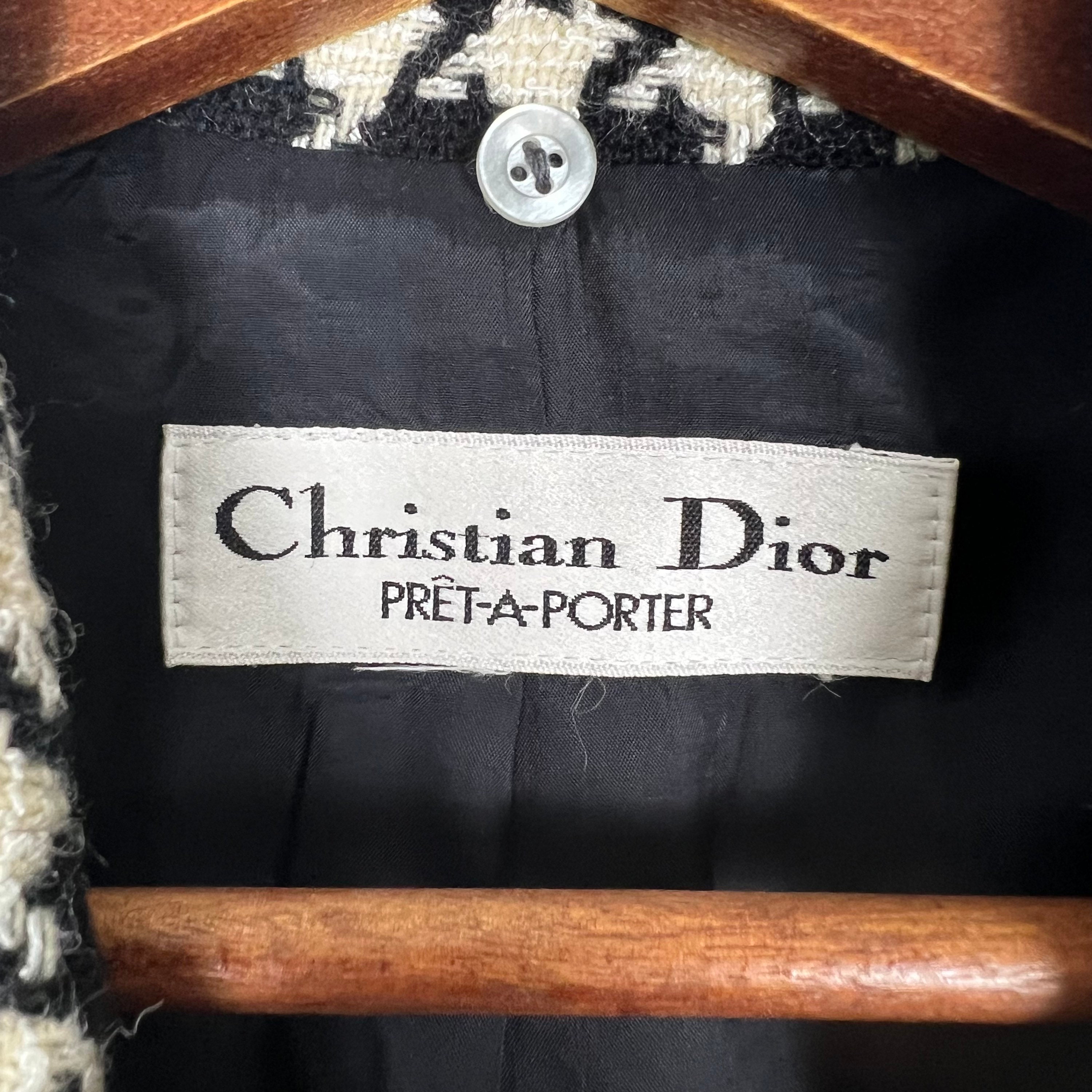 Vintage Christian Dior Pret A Porter Coat Wool Houndstooth Short