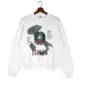 Vintage 90s Republic of Italy Sweatshirt Italia Maps Sweatshirt Size Large