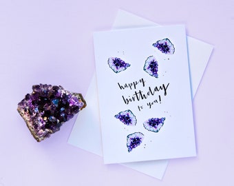 February Tiny Birthstones Birthday Card | Amethyst