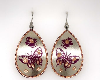 Butterfly Teardrop Earring - Silver/purple