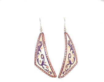 Triangle Earrings - Silver & Purple