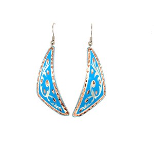 Triangle Earrings - Sky Blue & Silver