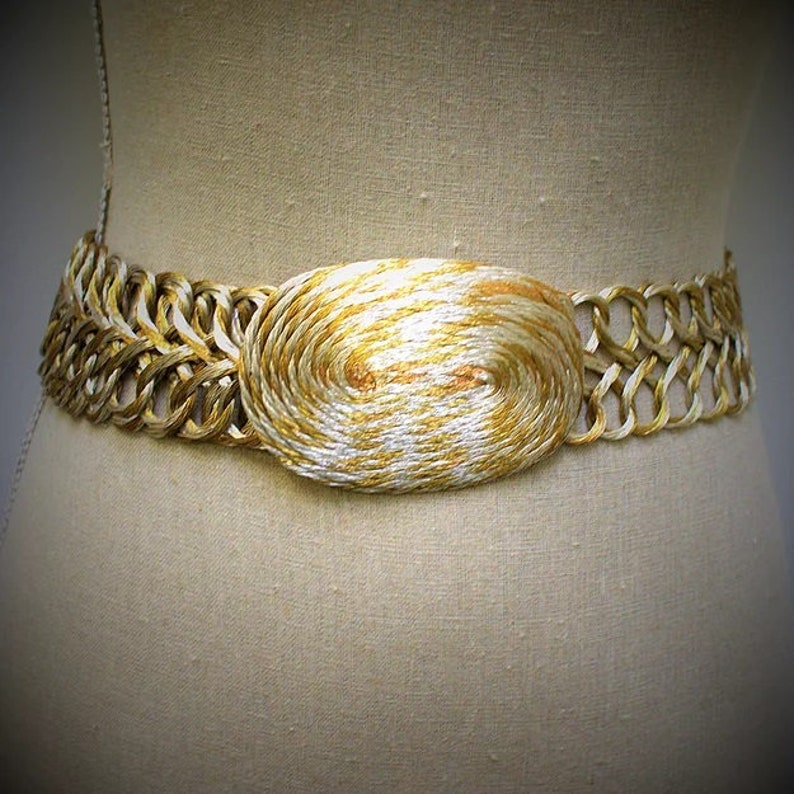White and Yellow Double Loop Greek Copper Belt